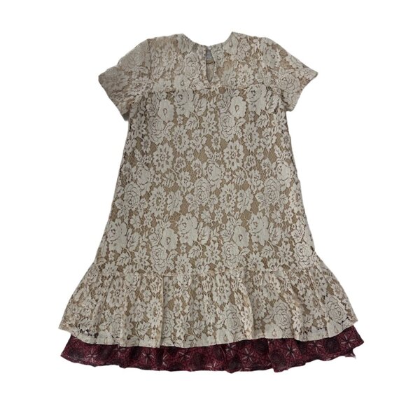 Mi Ami Vintage Inspired  Embroidered Lace Boho Dress Beige   XXS - Picture 2 of 6